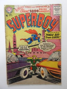 Superboy #52 (1956) GD/VG Condition! 1 in spine split, moisture stain