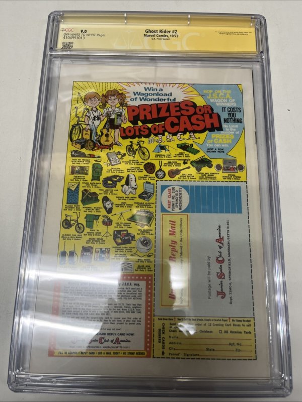 Ghost Rider (1973) # 2 (CGC 9.0) Signed & Sketch Roy Thomas • Rare UK Edition