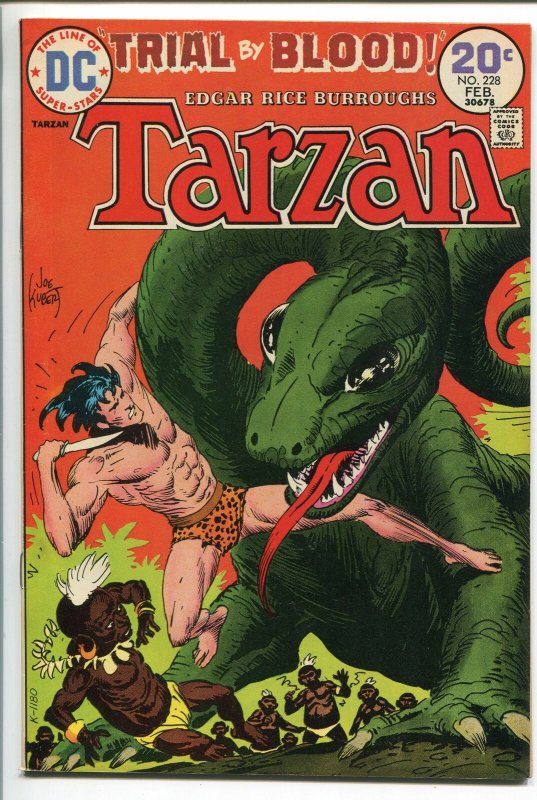 TARZAN #228 1974-DC-EDGAR RICE BURROUGHS-JOE KUBERT JUNGLE ART-vf