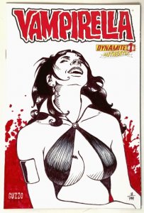 VAMPIRELLA #1 DF AUTHENTIX EDITION LAURA GUZZO SIGNED/REMARKED SKETCH COVER COA.