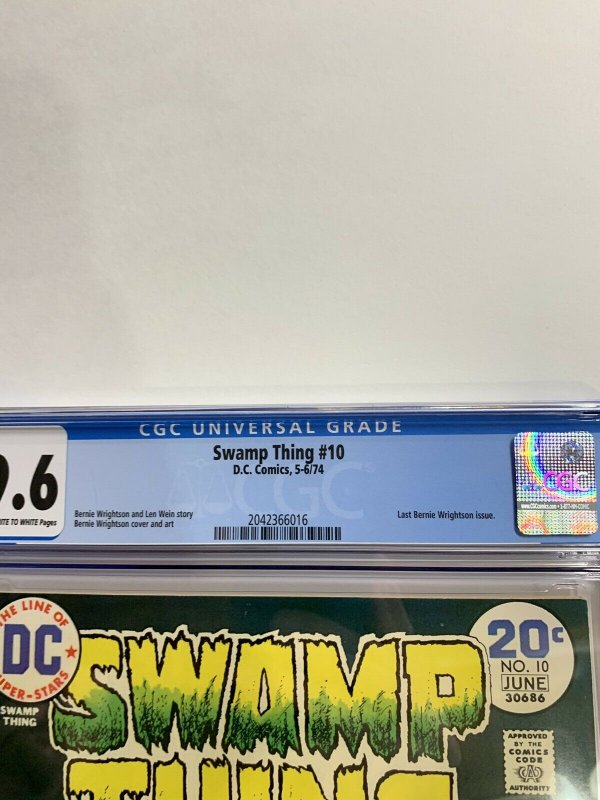 Swamp Thing 10 Cgc 9.6 Ow/w Pages Dc Bronze Age 2042366016