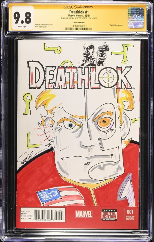 Deathlok (2014) # 1 (CGC 9.8 SS) Sketch Scott Lobdell • Trump Cover