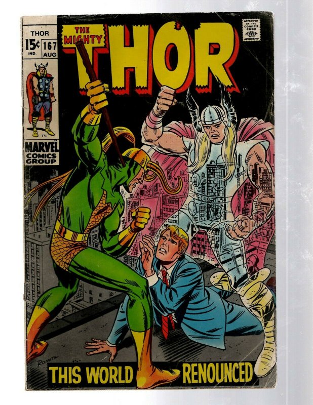 Mighty Thor # 167 FN/VF Marvel Comic Book Loki Odin Asgard Sif Avengers Hulk RB8