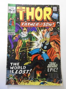 Thor #187 (1971) VG Condition tape pull fc, moisture stain bc