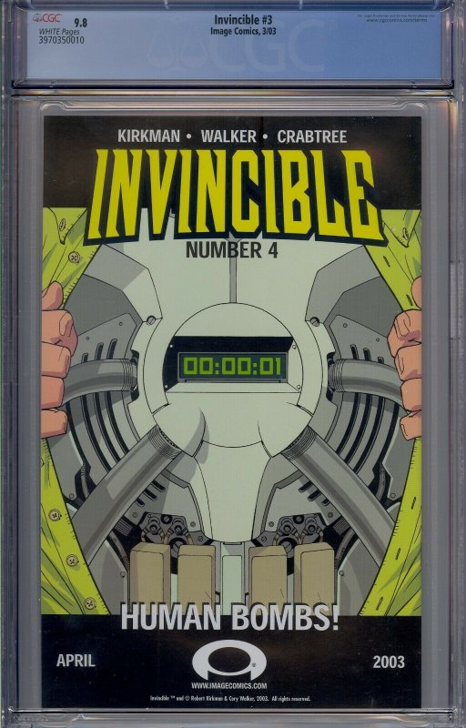 INVINCIBLE #3 CGC 9.8 IMAGE COMICS TV SHOW!! 