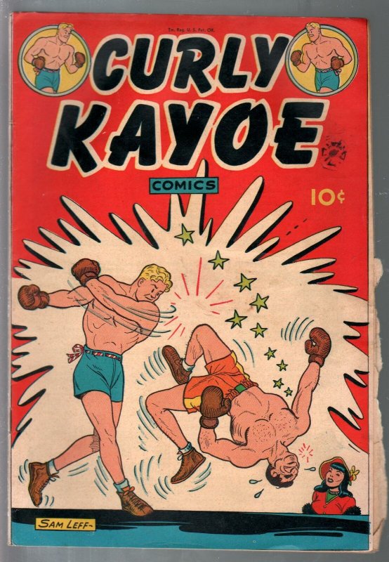 Curley Kayoe #1-First issue-boxing comic strip-Fritzi Ritz-Sam Leff-VG/FN 