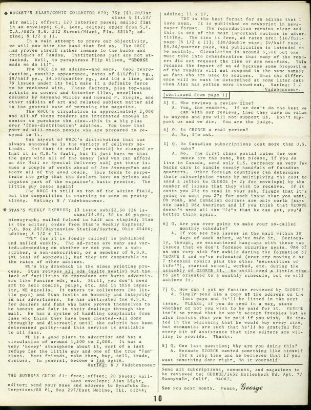 George Fanzine #2 1971- Newsletter format reviews- Rare VG