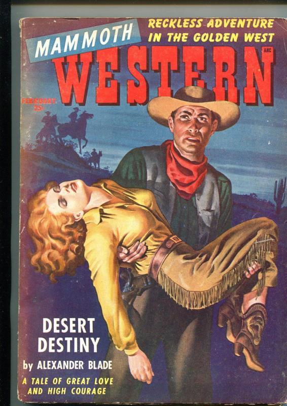 MAMMOTH WESTERN 02/1949-ZIFF-DAVIS-GOOD GIRL ART COVER-PULP THRIlLS-vg+