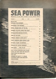 Sea Power 4/1942-McClelland Barclay cover art-war pix &info-hidden mines sea ... 