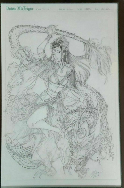 Dawn McTeigue Original 11 X 17 Art Work of Divinica #4 Magu Dragon Cover !! NM