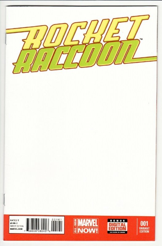 ROCKET RACCOON #1-Blank Variant cover-First issue-marvel 2014-nm- 