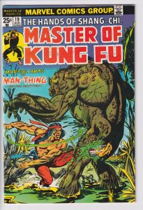 MASTER OF KUNG-FU #19 (Aug 1974) MVS intact! VF 8.0, white! Man-Thing!