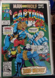 Captain America  #407 1992 marvel  disney  man and wolf pt 6 CAPWOLF VS CABLE