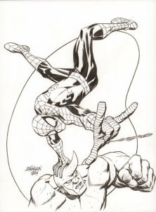 Spider-Man vs. the Rhino Commission - 2014 Signed art by Dave Johnson