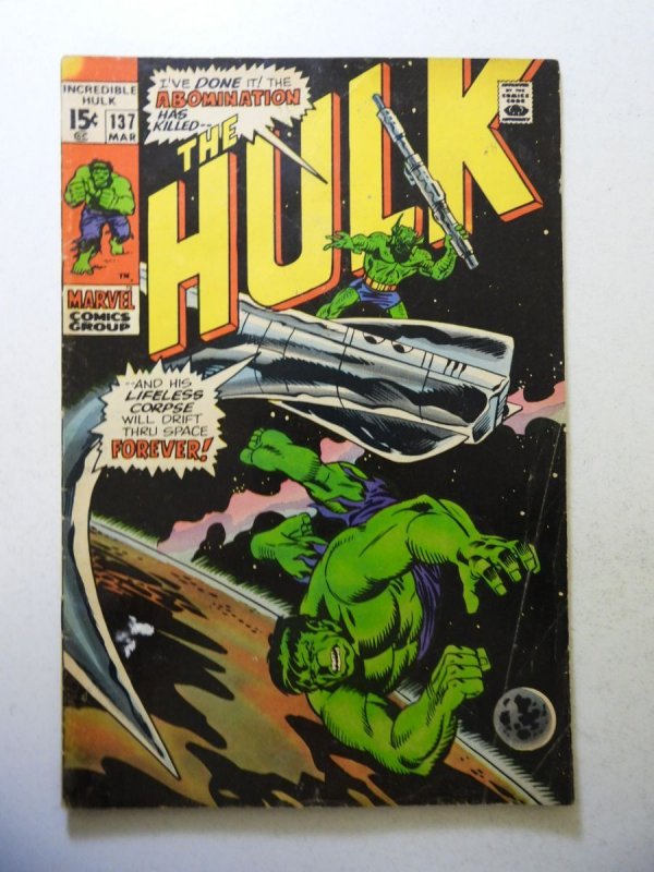 The Incredible Hulk #137 (1971) VG Condition moisture stains