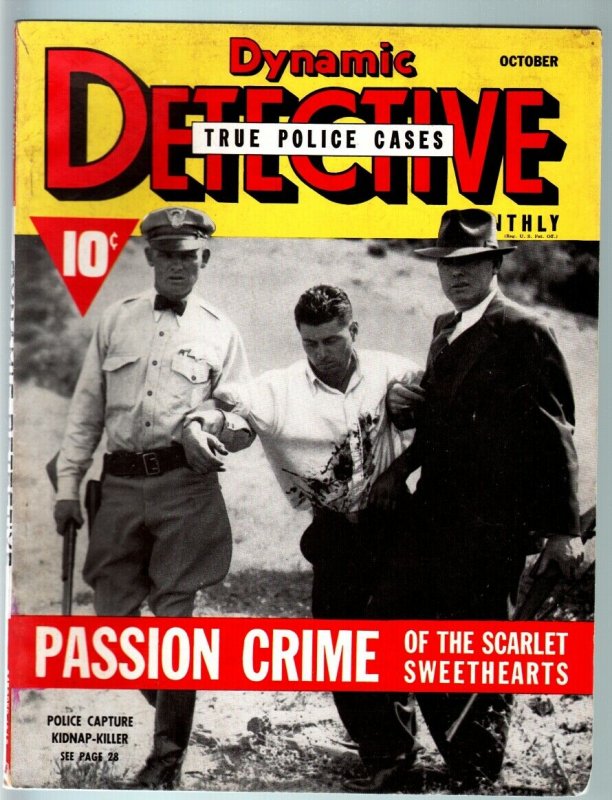 DYNAMIC DETECTIVE-1940 OCT-PULP TRUE CRIME-BLOODY COVER-MURDER FN
