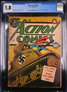 Action Comics #59 1943 DC Comics CGC 1.8 1st app Susie Tompkins