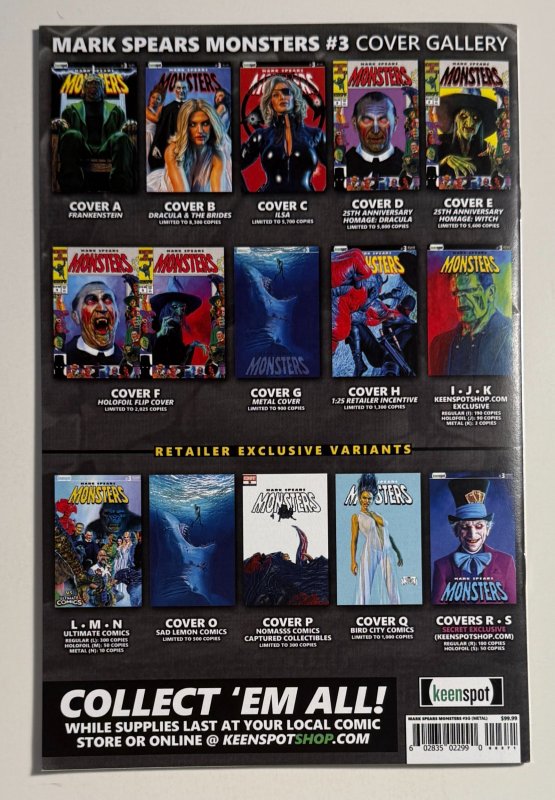 Mark Spears Monsters #3 G, Rare Metal Cover Jaws Variant!!