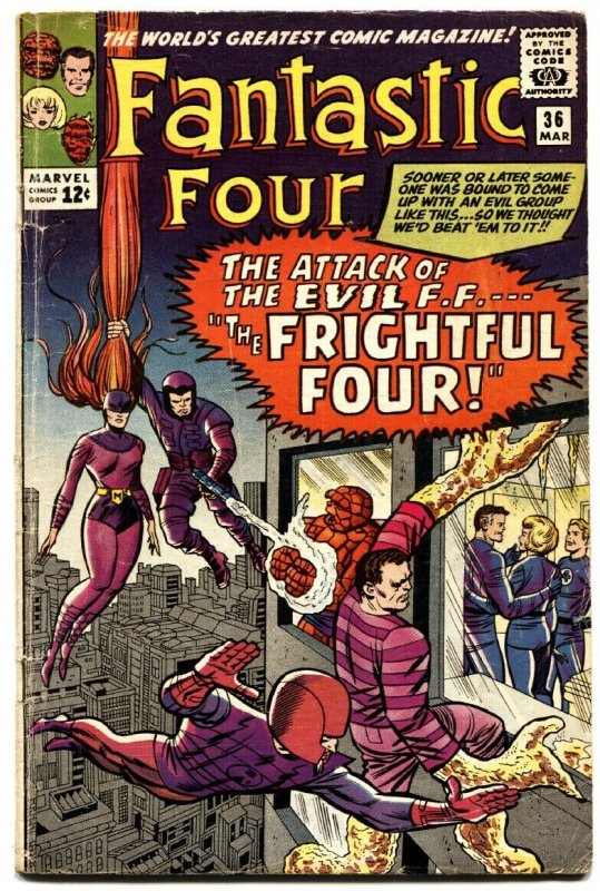 Fantastic Four #36 1965 marvel Frst appeaqrance Medusa Frightful Four  vg.