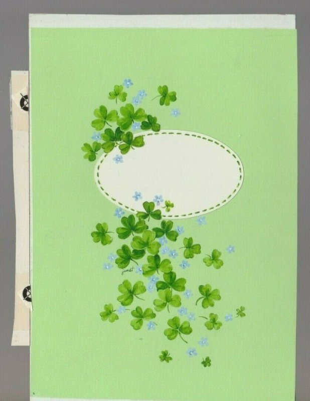 CLOVER w/ Oval Border 5.25x8 #7823 St Patrick's Day Greeting Card Art