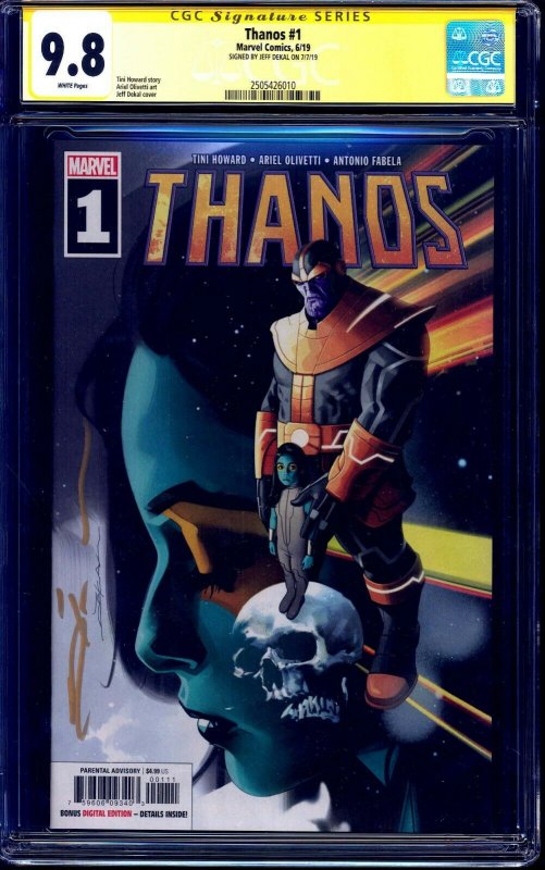 Thanos #1 CGC SS 9.8 signed Jeff Dekal PAINTED COVER NM/MT Avengers END GAME