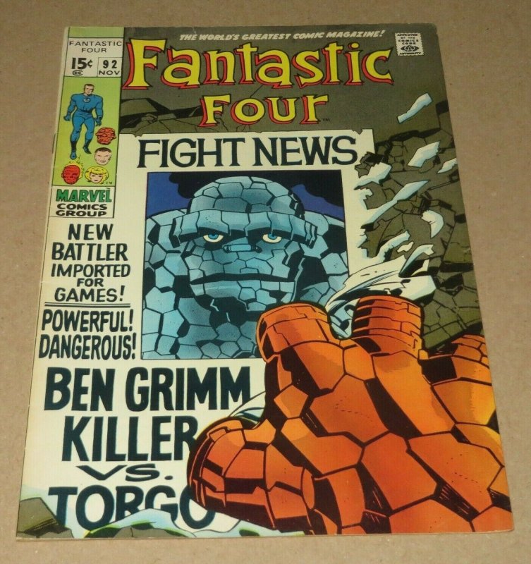 Fantastic Four #92 VF- 1969 Marvel Silver Age Comic Book Jack King Kirby Art