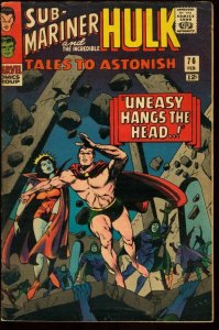 TALES TO ASTONISH #76-SUB-MARINER-HULK-SILVER AGE VG/FN