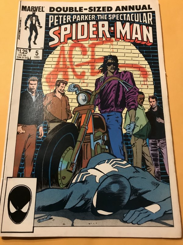 Spectacular Spider-Man Annual #5 : Marvel 1985 Fn/VF; Black Costume Vs. Ace