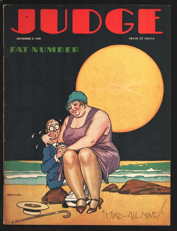 Judge 9/8/1928-Fat Number-R.B. Fuller cover art-Cartoon art by Ned Hilton-C...