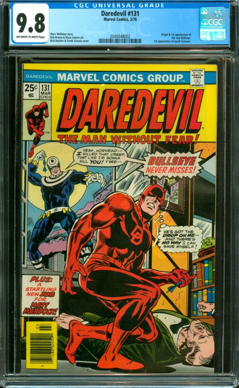 Daredevil #131 CGC Graded 9.8  Origin and 1st appearance of the new Bullseye....