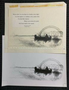 TIMELESS THOUGHTS Pen & Ink Rainbow Canoe w/ Stat 13.5x11 Greeting Card Art #9