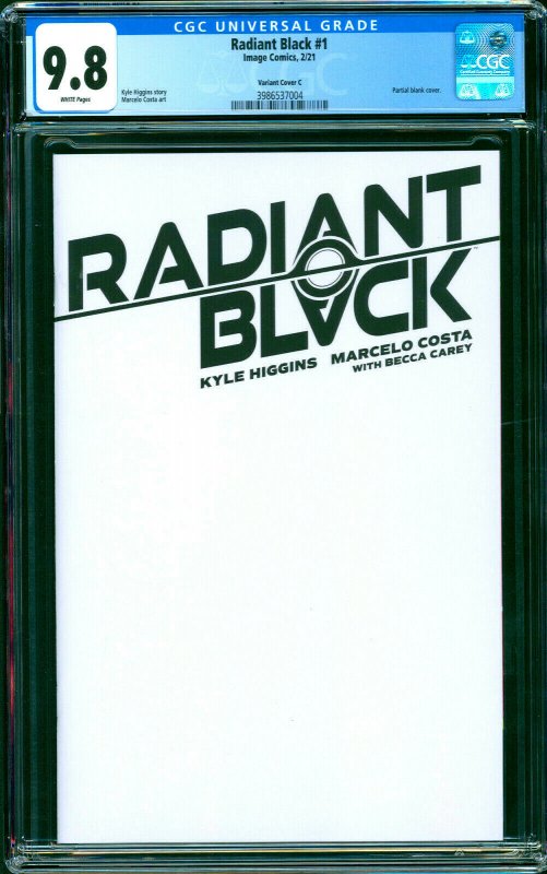 Radiant Black #1 Blank Sketch Cover Image Comics 2021 CGC 9.8