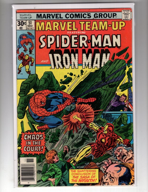 Marvel Team-Up #51 (1976) FN- IRON-MAN & SPIDEY Bronze MARVEL / EC#1