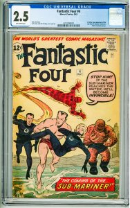 Fantastic Four #4 (1962) CGC 2.5 1st SA app of the Sub-Mariner!