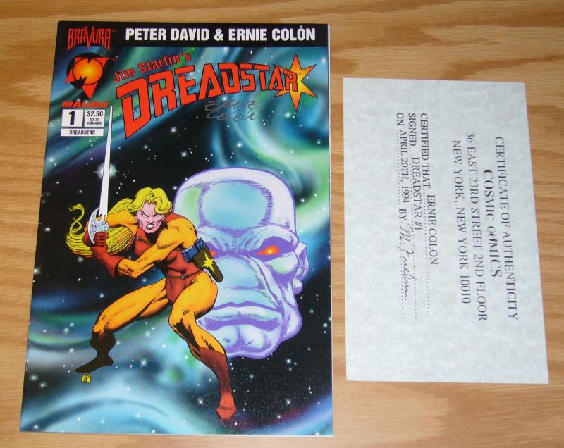 Jim Starlin's Dreadstar #1 VF signed by ernie colon with COA from cosmic comics