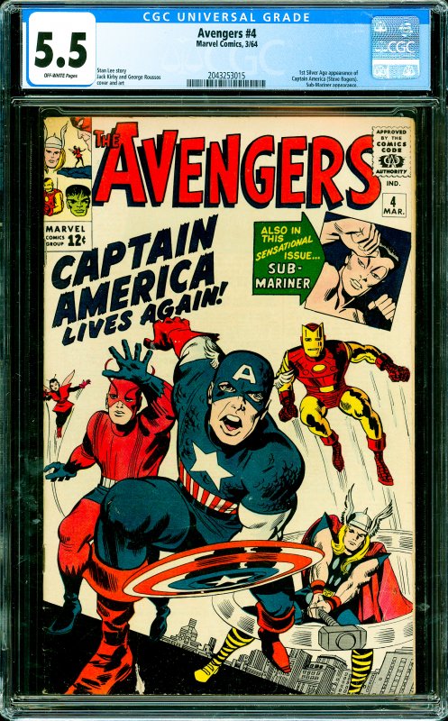 Avengers #4 CGC Graded 5.5 1st Silver Age appearance of Captain America (Stev...