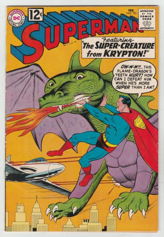 Superman #151 (Feb-62) VF+ High-Grade Superman, Jimmy Olsen,Lois Lane, Perry ...