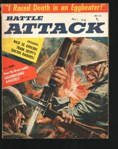 Battle Attack #2 5/1955-Bayonet fight cover-Nazi SS officers-Cheesecake-explo...