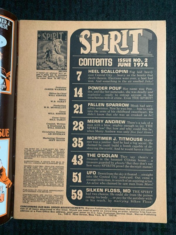 1974 THE SPIRIT Warren Magazine #2 FN+ 6.5  Will Eisner