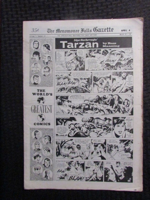 1972 April 3 MENOMONEE FALLS GAZETTE Comic Weekly #16 FN 6.0 Air Hawk Tarzan