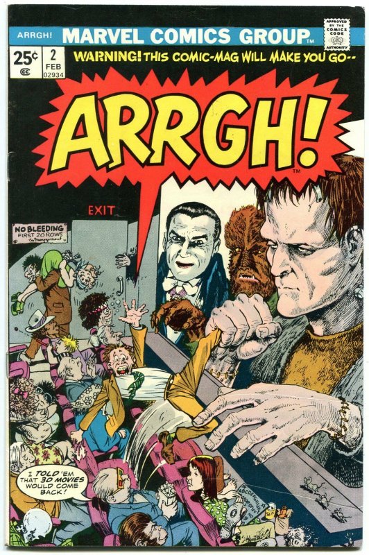 ARRGH! #2 1975-VAMPIRE DRACULA FRANKENSTEIN WOLF MAN cover VG/FN 