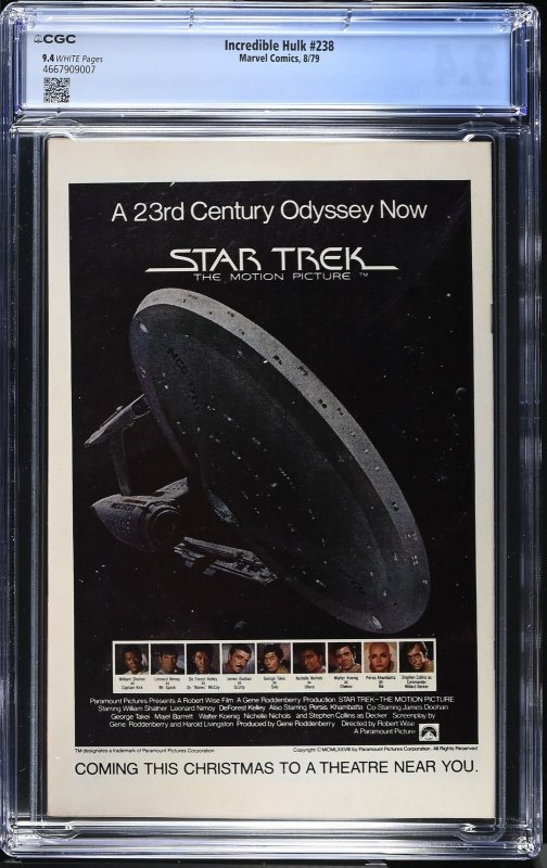 Incredible Hulk #238 (8/79) Graded CGC 9.4