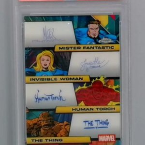2025 Topps Chrome Marvel FANTASTIC FOUR Quad Autograph /8 (PSA 8)