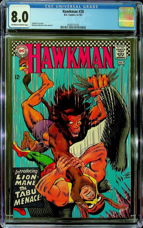 Hawkman #20 (1967) - CGC 8.0 - Cert #4240151025