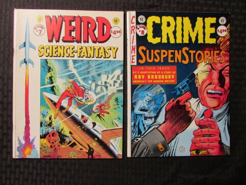 1986 EC CLASSICS #7 Weird Science Fantasy #8 Crime SuspenStories FN to FN+ LOT