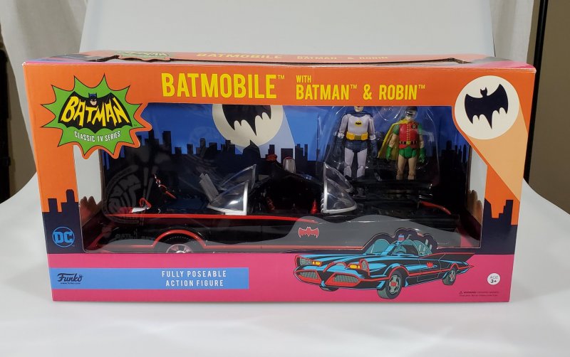 Batman 1966 TV Series and Robin 3 3/4-Inch Figures with Batmobile Vehicle