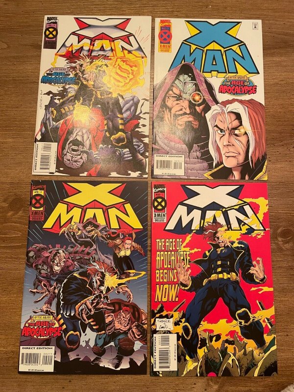 Lot Of 4 X-Man Marvel Comic Books # 1 2 3 4 X-Men Wolverine Apocalypse 11 J819