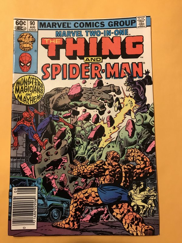 MARVEL TWO-IN-ONE #90 : 8/92 Fn; The Thing & Spider-Man, Wizard fight