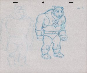 Bear Man Loose Pencil Animation Art - 61 - 2 Figures - He-Man Related?