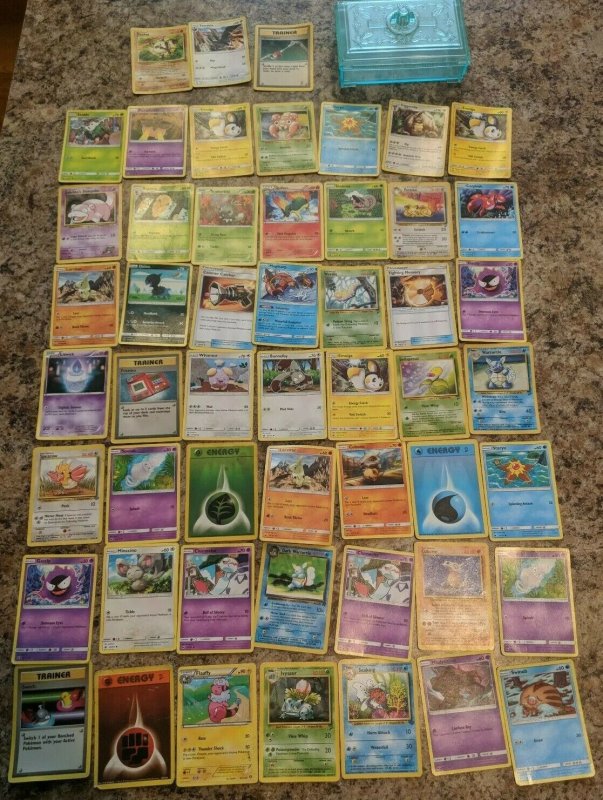 Pokemon cards Various  lot of 52 and Card Holder 1999-2017 very used 